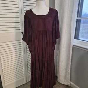 Angie Wine Long Sleeve Dress